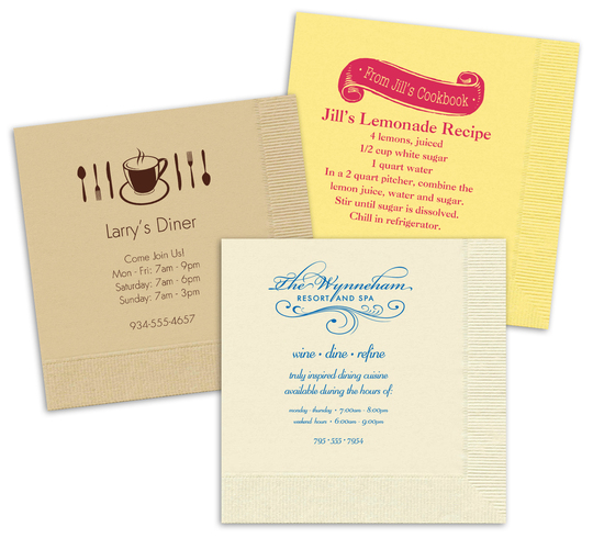 Custom Napkins with Your 1-Color Artwork with Text we will Typeset